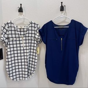 Sweet Wanderer Zip Front Maternity Blouse (set of 2)